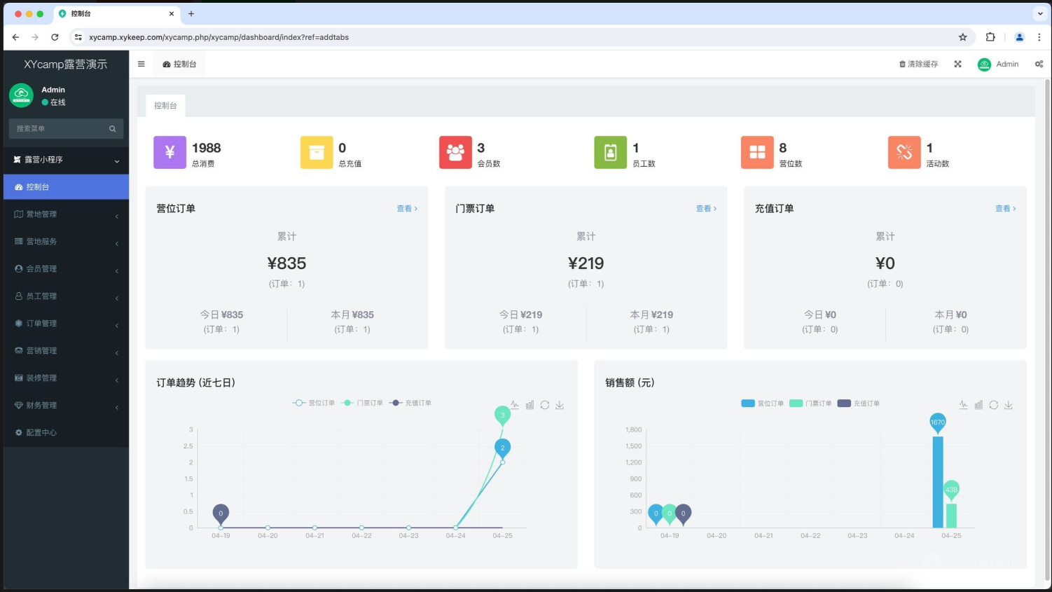 露营地管理小程序
