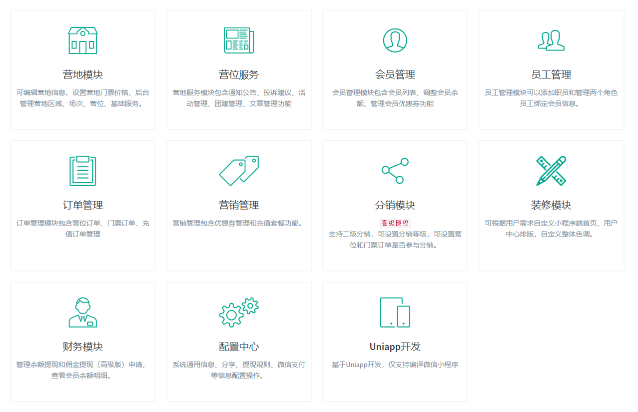 露营地管理小程序